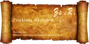 Zsolnay Richárd névjegykártya